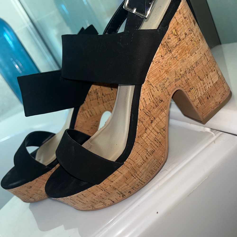 Black Wedge Platform Heels
